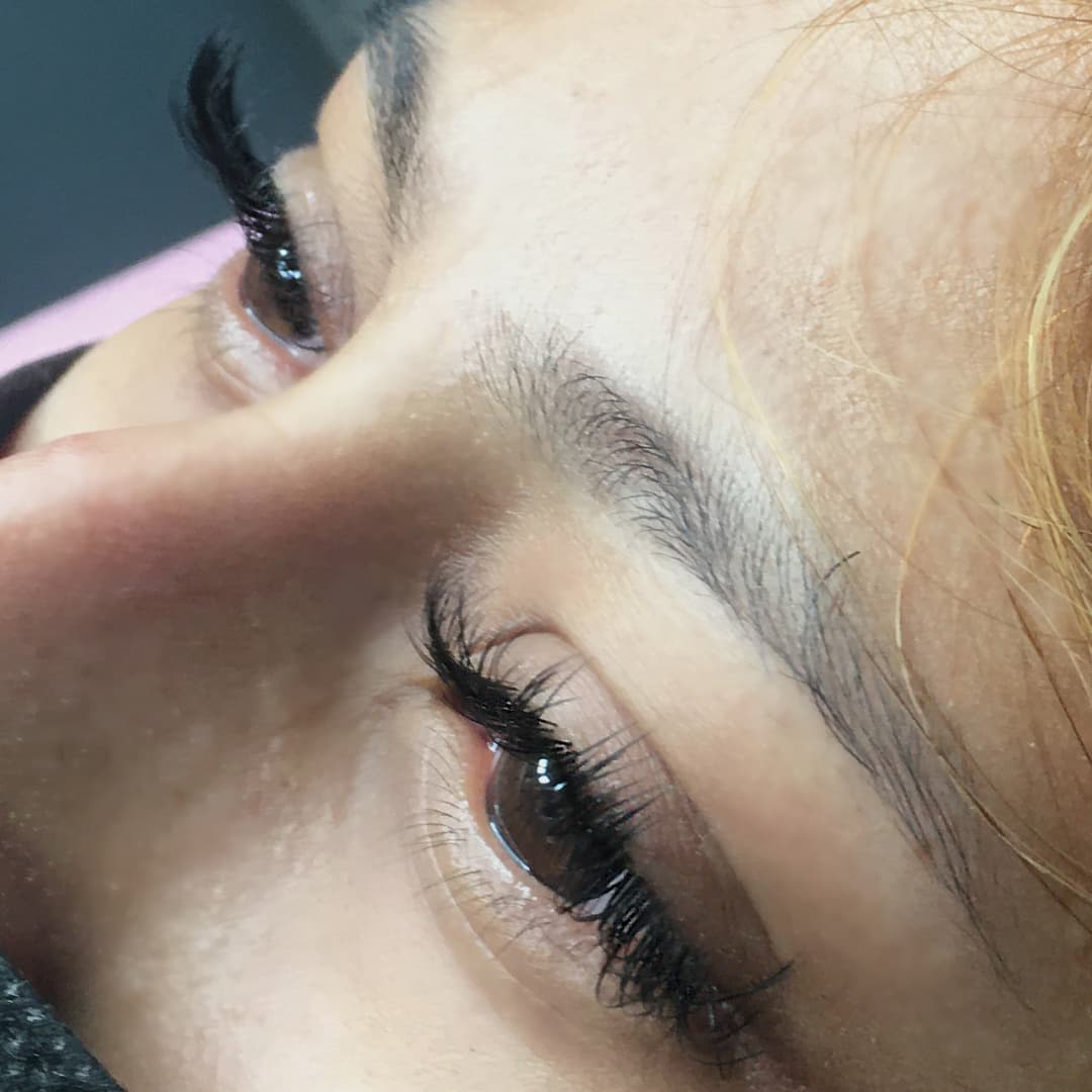 Client lash result — close-up